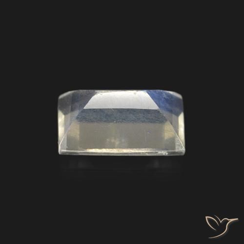 Piedra lunar arcoíris Blanco azulado natural de 0.46 ct, Corte Baguette, Transparente