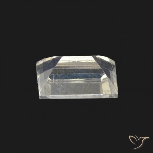 Piedra lunar arcoíris Blanco azulado natural de 0.47 ct, Corte Baguette, Transparente