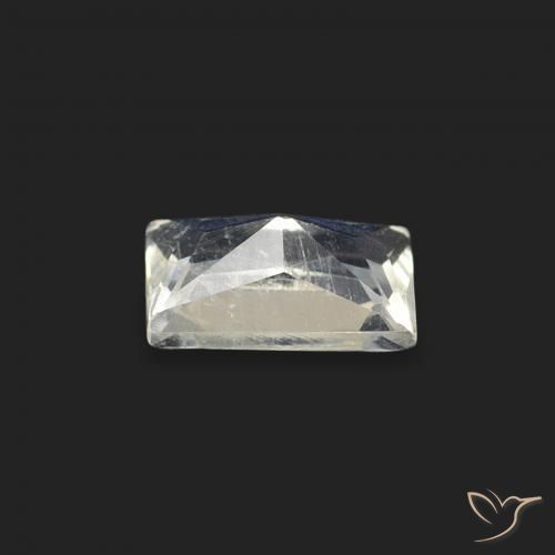 Piedra lunar arcoíris Blanco azulado natural de 0.50 ct, Corte Baguette, Transparente
