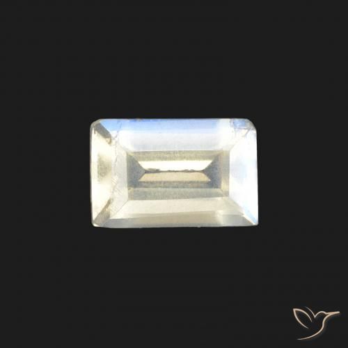 0.47ct Natural Blanco azulado Piedra lunar arcoíris, Corte Baguette, VS