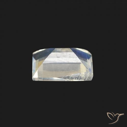 Piedra lunar arcoíris Blanco azulado natural de 0.82 ct, Corte Baguette, VS