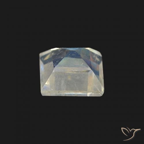 Piedra lunar arcoíris Blanco azulado natural de 0.35 ct, Cuadrado, Transparente