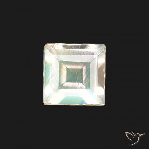 0.30ct Natural Blanco azulado Piedra lunar arcoíris, Cuadrado, Transparente