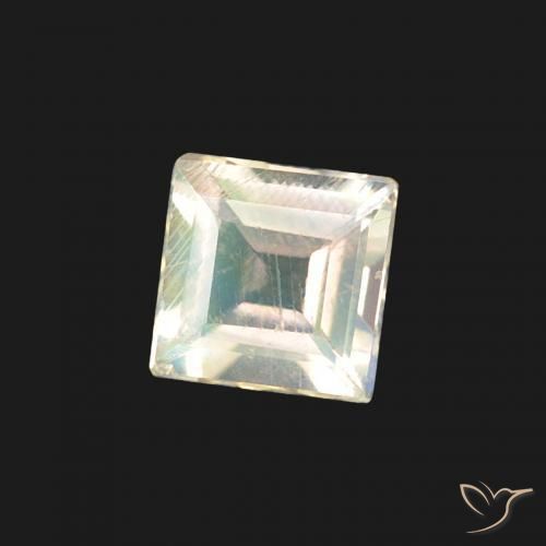Piedra lunar arcoíris Blanco azulado natural de 0.30 ct, Cuadrado, Transparente