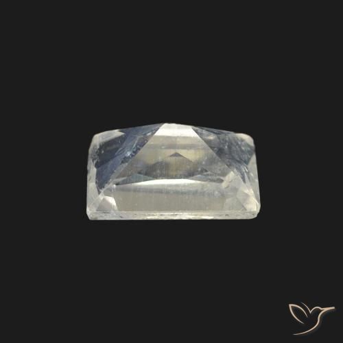 Piedra lunar arcoíris Blanco azulado natural de 0.47 ct, Corte Baguette, Transparente