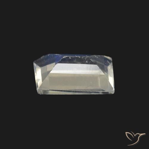 Piedra lunar arcoíris Blanco azulado natural de 0.48 ct, Corte Baguette, Transparente