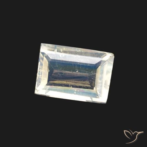 Piedra lunar arcoíris Blanco azulado natural de 0.40 ct, Corte Baguette, Transparente