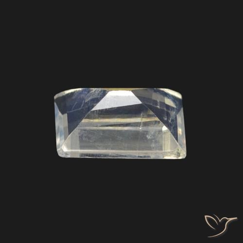 Piedra lunar arcoíris Blanco azulado natural de 0.56 ct, Corte Baguette, Transparente