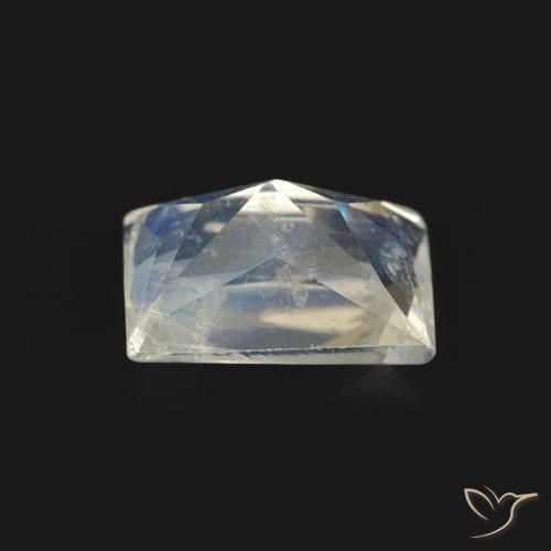 Piedra lunar arcoíris Blanco azulado natural de 0.56 ct, Corte Baguette, Transparente