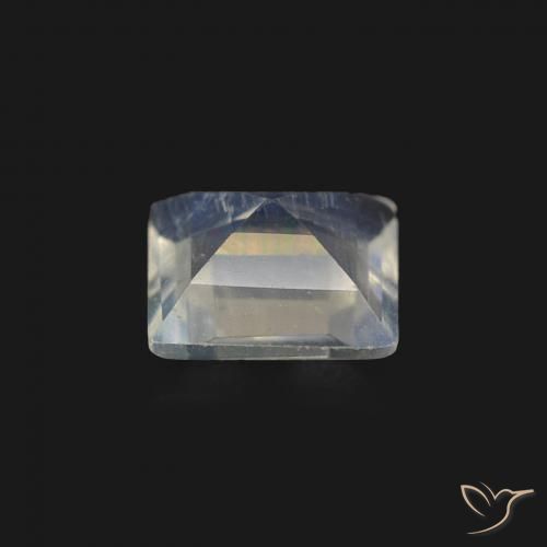 Piedra lunar arcoíris Blanco azulado natural de 0.44 ct, Cuadrado, Transparente