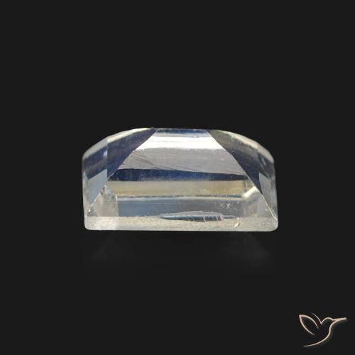 Piedra lunar arcoíris Blanco azulado natural de 0.50 ct, Corte Baguette, Transparente