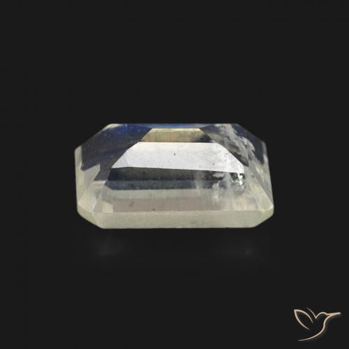 Piedra lunar arcoíris Blanco azulado natural de 0.57 ct, Corte Octágono / Esmeralda, Transparente