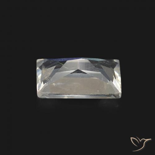 Piedra lunar arcoíris Blanco azulado natural de 0.43 ct, Corte Baguette, Transparente