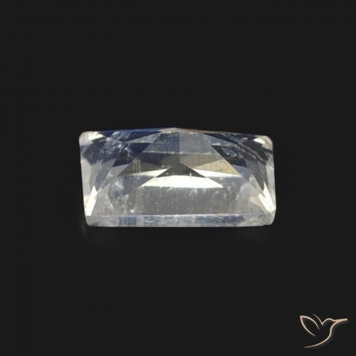 Piedra lunar arcoíris Blanco azulado natural de 0.45 ct, Corte Baguette, Transparente
