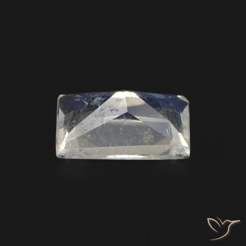 Piedra lunar arcoíris Blanco azulado natural de 0.49 ct, Corte Baguette, Transparente