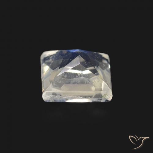 Piedra lunar arcoíris Blanco azulado natural de 0.55 ct, Cuadrado, Transparente