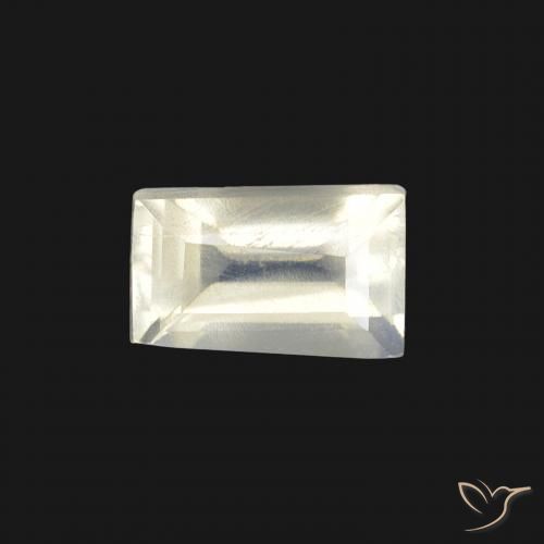 0.53ct Natural Blanco azulado Piedra lunar arcoíris, Corte Baguette, Transparente
