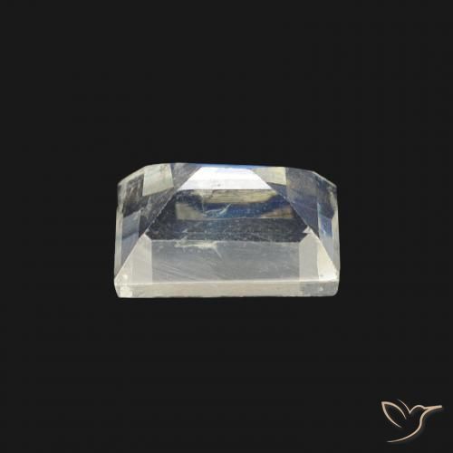 Piedra lunar arcoíris Blanco azulado natural de 0.57 ct, Corte Baguette, Transparente