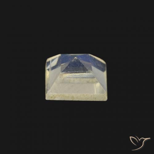 Piedra lunar arcoíris Blanco azulado natural de 0.26 ct, Cuadrado, Transparente