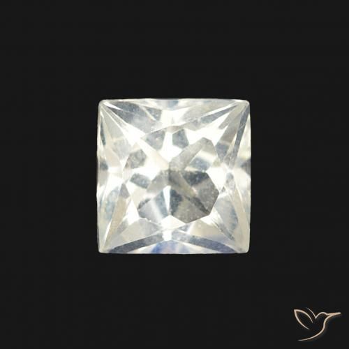 0.36ct Natural Blanco azulado Piedra lunar arcoíris, Cuadrado, Transparente