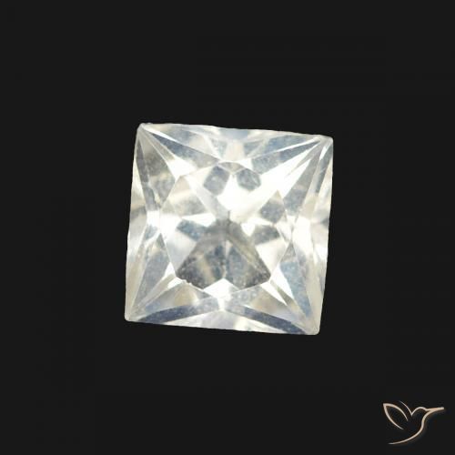 Piedra lunar arcoíris Blanco azulado natural de 0.36 ct, Cuadrado, Transparente