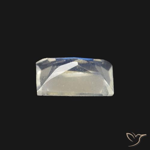 Piedra lunar arcoíris Blanco azulado natural de 0.45 ct, Corte Baguette, Transparente