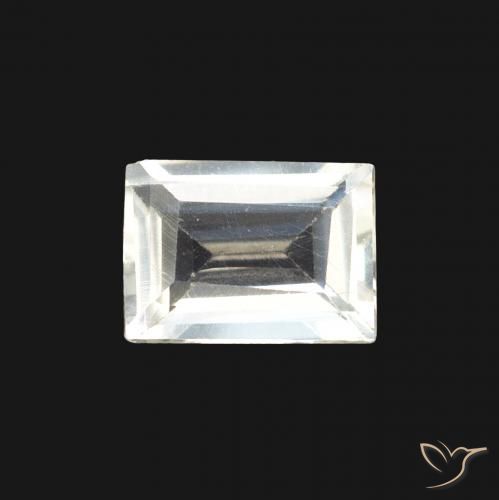 0.75ct Natural Blanco azulado Piedra lunar arcoíris, Corte Baguette, Transparente