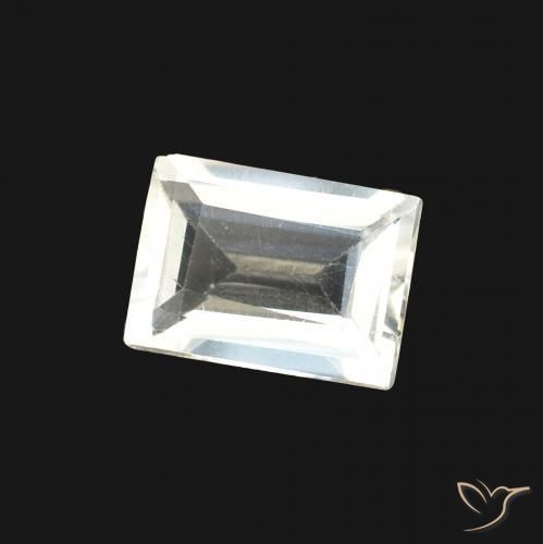 Piedra lunar arcoíris Blanco azulado natural de 0.75 ct, Corte Baguette, Transparente