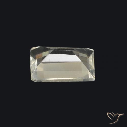 Piedra lunar arcoíris Blanco azulado natural de 0.75 ct, Corte Baguette, Transparente