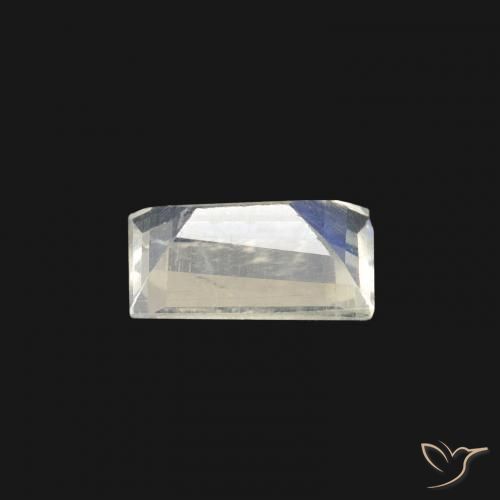 Piedra lunar arcoíris Blanco azulado natural de 0.41 ct, Corte Baguette, Transparente