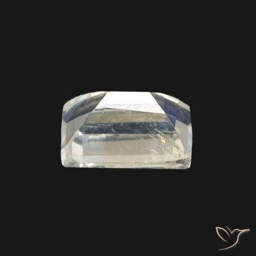 Piedra lunar arcoíris Blanco azulado natural de 0.54 ct, Corte Baguette, Transparente