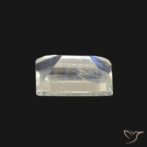Piedra lunar arcoíris Blanco azulado natural de 0.54 ct, Corte Baguette, Transparente