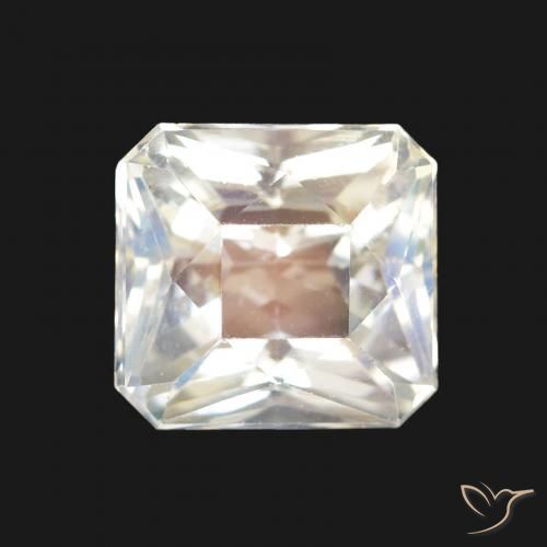 1.99ct Natural Blanco azulado Piedra lunar arcoíris, corte esmeralda, VVS