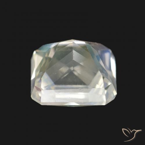 Piedra lunar arcoíris Blanco azulado natural de 1.99 ct, Corte Octágono / Esmeralda, VVS