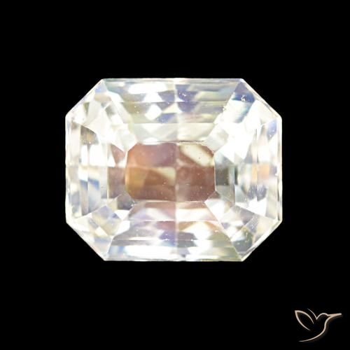 2.55ct Blanco multicolor Piedra lunar arcoíris, corte esmeralda, VVS