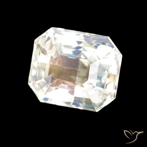 Piedra lunar arcoíris Blanco multicolor natural de 2.55 ct, Corte Octágono / Esmeralda, VVS