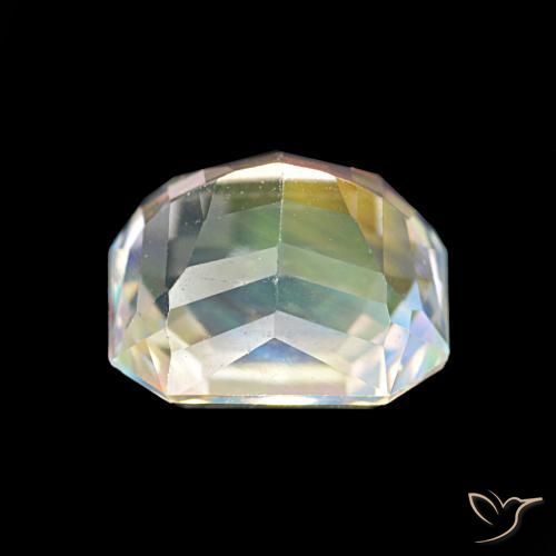 Piedra lunar arcoíris Blanco multicolor natural de 2.55 ct, Corte Octágono / Esmeralda, VVS