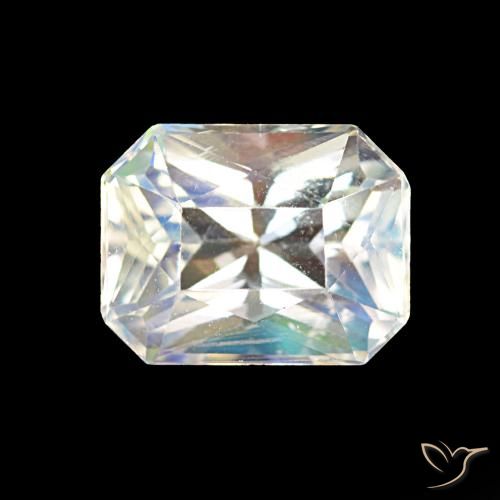 1.91ct Blanco multicolor Piedra lunar arcoíris, corte esmeralda, VS