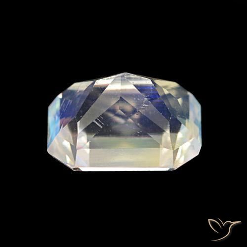 Piedra lunar arcoíris Blanco multicolor natural de 1.91 ct, Corte Octágono / Esmeralda, VS