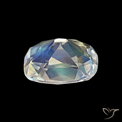 Piedra lunar arcoíris Blanco multicolor natural de 1.69 ct, Forma Cojín, VVS