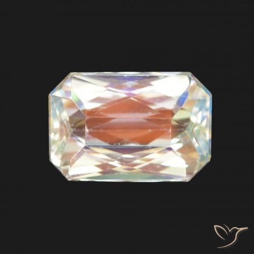 2.36ct Natural Blanco multicolor Piedra lunar arcoíris, corte esmeralda, VS