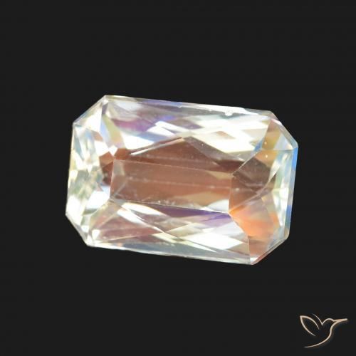 Piedra lunar arcoíris Blanco multicolor natural de 2.36 ct, Corte Octágono / Esmeralda, VS