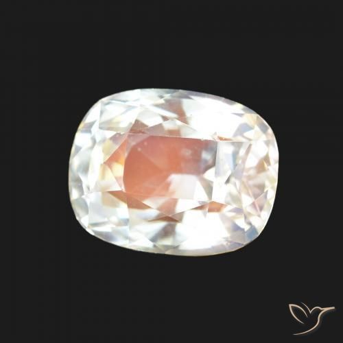 Piedra lunar arcoíris Blanco multicolor natural de 2.40 ct, Forma Cojín, VVS