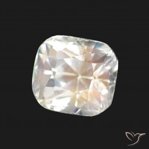 Piedra lunar arcoíris Blanco multicolor natural de 1.68 ct, Forma Cojín, VS