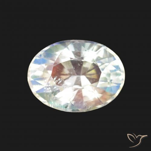 1.64ct Blanco multicolor Piedra lunar arcoíris, Ovalada, VS