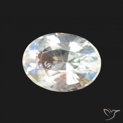 Piedra lunar arcoíris Blanco multicolor natural de 1.64 ct, Ovalada, VS
