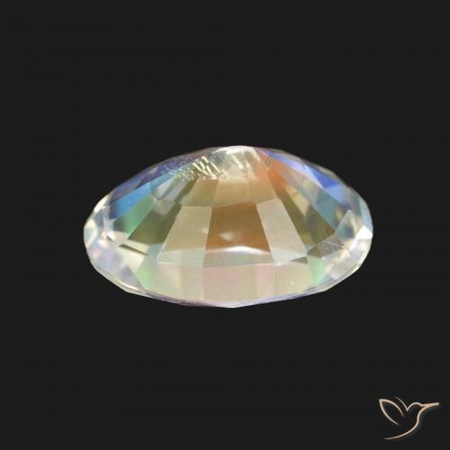Piedra lunar arcoíris Blanco multicolor natural de 1.64 ct, Ovalada, VS