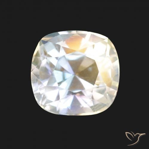 1.94ct Blanco multicolor Piedra lunar arcoíris, Forma Cojín, VVS-VS