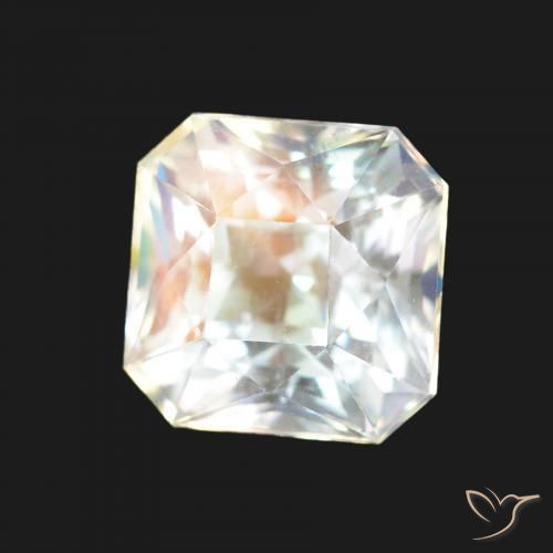 Piedra lunar arcoíris Blanco multicolor natural de 1.87 ct, Corte Octágono / Esmeralda, VVS-VS