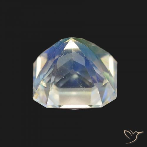 Piedra lunar arcoíris Blanco multicolor natural de 1.87 ct, Corte Octágono / Esmeralda, VVS-VS